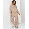 imageANRABESS Womens 2 Piece Outfits Sweatsuit Set 2025 Fall Drawstring Sweatshirt Wide Leg Sweatpant Lounge Set TracksuitKhaki