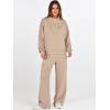 imageANRABESS Womens 2 Piece Outfits Sweatsuit Set 2025 Fall Drawstring Sweatshirt Wide Leg Sweatpant Lounge Set TracksuitKhaki