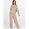 imageANRABESS Womens 2 Piece Outfits Sweatsuit Set 2025 Fall Drawstring Sweatshirt Wide Leg Sweatpant Lounge Set TracksuitKhaki