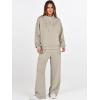 imageANRABESS Womens 2 Piece Outfits Sweatsuit Set 2025 Fall Drawstring Sweatshirt Wide Leg Sweatpant Lounge Set TracksuitLight Khaki