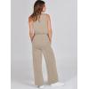 imageANRABESS Womens Jumpsuits 2025 Spring Fall Thick Casual Romper Sleeveless Wide Leg Pants One Piece Outfits Vacation ClothesApricot