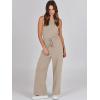 imageANRABESS Womens Jumpsuits 2025 Spring Fall Thick Casual Romper Sleeveless Wide Leg Pants One Piece Outfits Vacation ClothesApricot