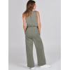 imageANRABESS Womens Jumpsuits 2025 Spring Fall Thick Casual Romper Sleeveless Wide Leg Pants One Piece Outfits Vacation ClothesArmy Green