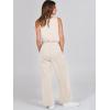 imageANRABESS Womens Jumpsuits 2025 Spring Fall Thick Casual Romper Sleeveless Wide Leg Pants One Piece Outfits Vacation ClothesBeige