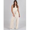 imageANRABESS Womens Jumpsuits 2025 Spring Fall Thick Casual Romper Sleeveless Wide Leg Pants One Piece Outfits Vacation ClothesBeige