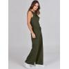 imageANRABESS Womens Jumpsuits 2025 Spring Fall Thick Casual Romper Sleeveless Wide Leg Pants One Piece Outfits Vacation ClothesDark Green