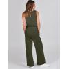 imageANRABESS Womens Jumpsuits 2025 Spring Fall Thick Casual Romper Sleeveless Wide Leg Pants One Piece Outfits Vacation ClothesDark Green