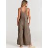 imageANRABESS Womens Jumpsuits Overalls Linen Wide Leg Jumpers Casual Summer Fall Outfits 2025 Beach Vacation Clothes with PocketsBrown