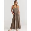 imageANRABESS Womens Jumpsuits Overalls Linen Wide Leg Jumpers Casual Summer Fall Outfits 2025 Beach Vacation Clothes with PocketsBrown
