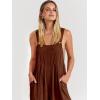 imageANRABESS Womens Jumpsuits Overalls Linen Wide Leg Jumpers Casual Summer Fall Outfits 2025 Beach Vacation Clothes with PocketsDark Brown