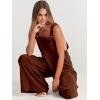 imageANRABESS Womens Jumpsuits Overalls Linen Wide Leg Jumpers Casual Summer Fall Outfits 2025 Beach Vacation Clothes with PocketsDark Brown