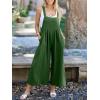 imageANRABESS Womens Jumpsuits Overalls Linen Wide Leg Jumpers Casual Summer Fall Outfits 2025 Beach Vacation Clothes with PocketsGrass