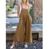 imageANRABESS Womens Jumpsuits Overalls Linen Wide Leg Jumpers Casual Summer Fall Outfits 2025 Beach Vacation Clothes with PocketsKhaki