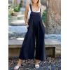imageANRABESS Womens Jumpsuits Overalls Linen Wide Leg Jumpers Casual Summer Fall Outfits 2025 Beach Vacation Clothes with PocketsNavy Blue
