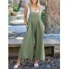 imageANRABESS Womens Jumpsuits Overalls Linen Wide Leg Jumpers Casual Summer Fall Outfits 2025 Beach Vacation Clothes with PocketsPea Green