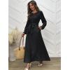 imageANRABESS Womens Long Sleeve Dress 2025 Fall Casual Empire Waist ALine Flowy Maxi Dresses with Pockets Vacation OutfitsBlack