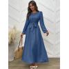 imageANRABESS Womens Long Sleeve Dress 2025 Fall Casual Empire Waist ALine Flowy Maxi Dresses with Pockets Vacation OutfitsBlue