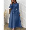 imageANRABESS Womens Long Sleeve Dress 2025 Fall Casual Empire Waist ALine Flowy Maxi Dresses with Pockets Vacation OutfitsBlue