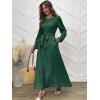 imageANRABESS Womens Long Sleeve Dress 2025 Fall Casual Empire Waist ALine Flowy Maxi Dresses with Pockets Vacation OutfitsForest Green