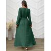 imageANRABESS Womens Long Sleeve Dress 2025 Fall Casual Empire Waist ALine Flowy Maxi Dresses with Pockets Vacation OutfitsForest Green
