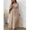 imageANRABESS Womens Long Sleeve Dress 2025 Fall Casual Empire Waist ALine Flowy Maxi Dresses with Pockets Vacation OutfitsLight Khaki