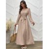 imageANRABESS Womens Long Sleeve Dress 2025 Fall Casual Empire Waist ALine Flowy Maxi Dresses with Pockets Vacation OutfitsLight Khaki