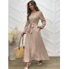 imageANRABESS Womens Long Sleeve Dress 2025 Fall Casual Empire Waist ALine Flowy Maxi Dresses with Pockets Vacation OutfitsLight Khaki