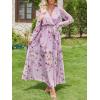 imageANRABESS Womens Long Sleeve Floral Maxi Dress Boho Flowy Wrap Slit V Neck Beach Fall Wedding Guest Party Vacation DressesFloral Purple
