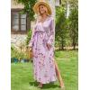 imageANRABESS Womens Long Sleeve Floral Maxi Dress Boho Flowy Wrap Slit V Neck Beach Fall Wedding Guest Party Vacation DressesFloral Purple