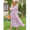 imageANRABESS Womens Long Sleeve Floral Maxi Dress Boho Flowy Wrap Slit V Neck Beach Fall Wedding Guest Party Vacation DressesFloral Purple