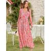 imageANRABESS Womens Long Sleeve Floral Maxi Dress Boho Flowy Wrap Slit V Neck Beach Fall Wedding Guest Party Vacation DressesGrey Pink Floral