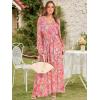 imageANRABESS Womens Long Sleeve Floral Maxi Dress Boho Flowy Wrap Slit V Neck Beach Fall Wedding Guest Party Vacation DressesGrey Pink Floral