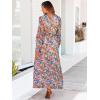 imageANRABESS Womens Long Sleeve Floral Maxi Dress Boho Flowy Wrap Slit V Neck Beach Fall Wedding Guest Party Vacation DressesOrange Pink Floral