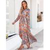 imageANRABESS Womens Long Sleeve Floral Maxi Dress Boho Flowy Wrap Slit V Neck Beach Fall Wedding Guest Party Vacation DressesOrange Pink Floral