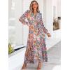 imageANRABESS Womens Long Sleeve Floral Maxi Dress Boho Flowy Wrap Slit V Neck Beach Fall Wedding Guest Party Vacation DressesOrange Pink Floral