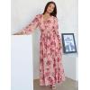 imageANRABESS Womens Long Sleeve Floral Maxi Dress Boho Flowy Wrap Slit V Neck Beach Fall Wedding Guest Party Vacation DressesRose Red Floral
