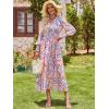 imageANRABESS Womens Long Sleeve Floral Maxi Dress Casual V Neck Chiffon Boho Flowy Beach Fall Wedding Guest Party Long DressesCrayon Multicolored Floral