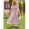 imageANRABESS Womens Long Sleeve Floral Maxi Dress Casual V Neck Chiffon Boho Flowy Beach Fall Wedding Guest Party Long DressesCrayon Multicolored Floral