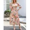 imageANRABESS Womens Long Sleeve Floral Maxi Dress Casual V Neck Chiffon Boho Flowy Beach Fall Wedding Guest Party Long DressesFloral Orange