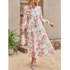 imageANRABESS Womens Long Sleeve Floral Maxi Dress Casual V Neck Chiffon Boho Flowy Beach Fall Wedding Guest Party Long DressesFloral Pink