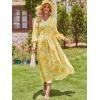 imageANRABESS Womens Long Sleeve Floral Maxi Dress Casual V Neck Chiffon Boho Flowy Beach Fall Wedding Guest Party Long DressesFloral Yellow Orange