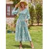 imageANRABESS Womens Long Sleeve Floral Maxi Dress Casual V Neck Chiffon Boho Flowy Beach Fall Wedding Guest Party Long DressesGreen White Floral