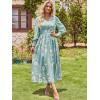 imageANRABESS Womens Long Sleeve Floral Maxi Dress Casual V Neck Chiffon Boho Flowy Beach Fall Wedding Guest Party Long DressesGreen White Floral