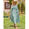 imageANRABESS Womens Long Sleeve Floral Maxi Dress Casual V Neck Chiffon Boho Flowy Beach Fall Wedding Guest Party Long DressesGreen White Floral