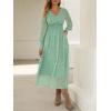 imageANRABESS Womens Long Sleeve Floral Maxi Dress Casual V Neck Chiffon Boho Flowy Beach Fall Wedding Guest Party Long DressesGreen White Point