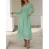 imageANRABESS Womens Long Sleeve Floral Maxi Dress Casual V Neck Chiffon Boho Flowy Beach Fall Wedding Guest Party Long DressesGreen White Point
