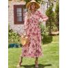 imageANRABESS Womens Long Sleeve Floral Maxi Dress Casual V Neck Chiffon Boho Flowy Beach Fall Wedding Guest Party Long DressesRose Red Floral