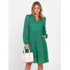 imageANRABESS Womens Long Sleeve V Neck MIdi Dresses Hollow Out Eyelet Casual Tiered 2025 Fall Beach Vacation Dress with PocketsGreen