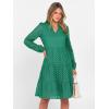 imageANRABESS Womens Long Sleeve V Neck MIdi Dresses Hollow Out Eyelet Casual Tiered 2025 Fall Beach Vacation Dress with PocketsGreen
