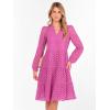 imageANRABESS Womens Long Sleeve V Neck MIdi Dresses Hollow Out Eyelet Casual Tiered 2025 Fall Beach Vacation Dress with PocketsHot Pink